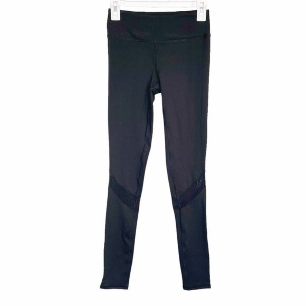 Gaiam Womens Black Leggings Size XS Workout Gym Sporty Wear Yoga Thighs Mesh